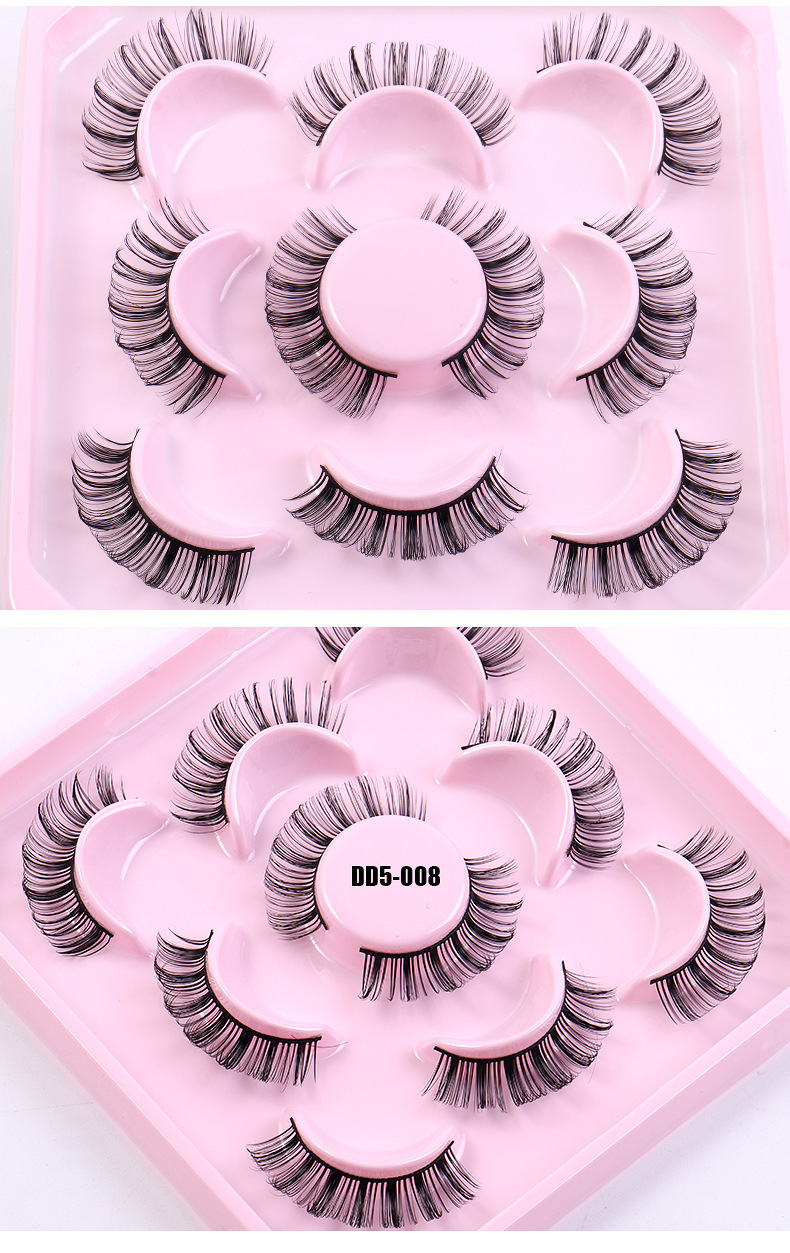 New 5-pair Russian roll DD curved holiday naturally curled and thick synthetic fiber eyelashes_voghion.com