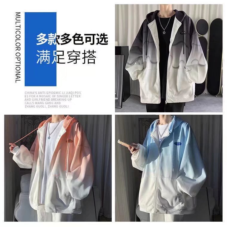 Chaqueta con capucha tie-dye para hombre, abrigo tipo cárdigan para primavera y otoño, ropa holgada estilo pareja para niños, manga larga estilo japonés