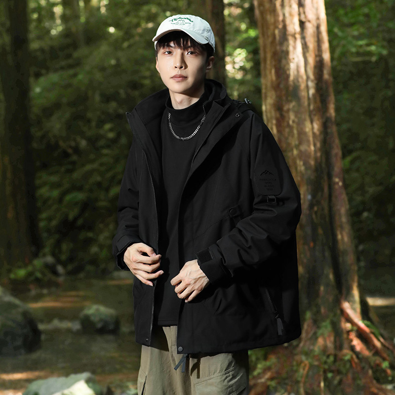 山系户外冲锋衣男防风防泼水两件套加绒加厚登山服女夹克连帽外套|undefined