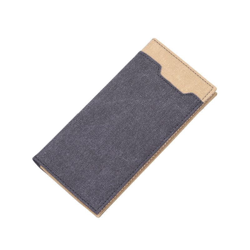 Jean cartera larga lienzo bolso de traje de hombre bolso de color contraste bolso de cuero de hombre bolso de 12 tarjetas bolso de tarjeta delgado