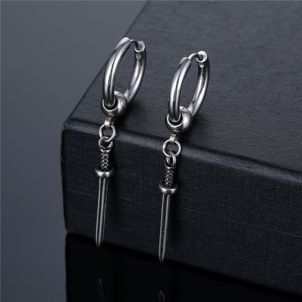 5g Weight 1 Piece Hip-hop Geometric Titanium Steel Plating Men's Drop Earrings