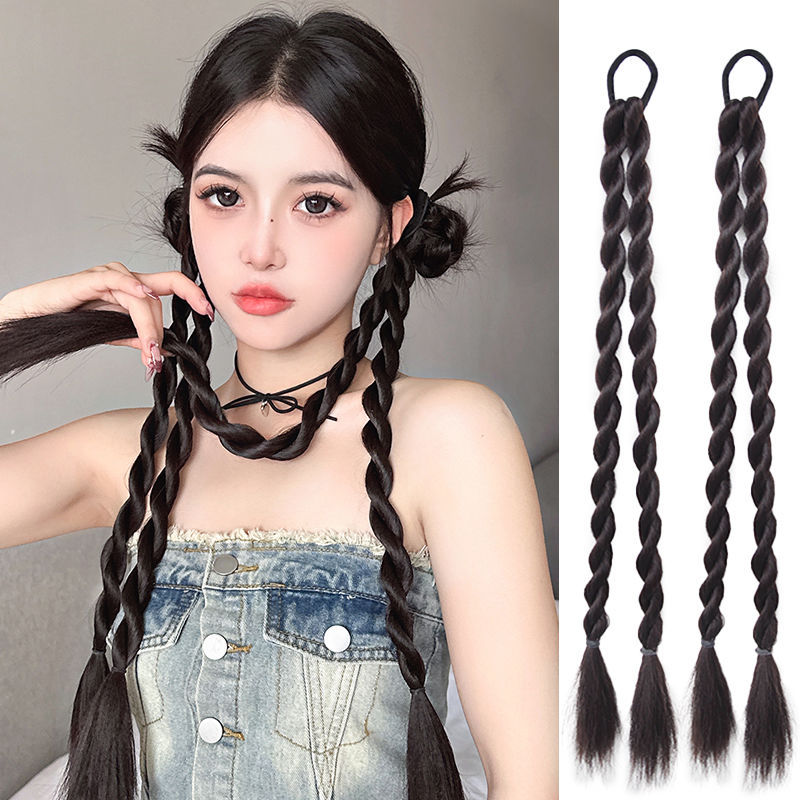 Peruca de cola de caballo mujer trenzada peruca de trenza de torsión nueva trenza de boxeo chino red roja con la misma trenza peruca de trenza