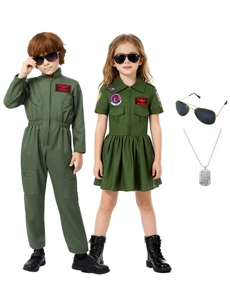 New Kidsren's Professional Suit Pilot Cosplay Fighter Costume Kindergarten Halloween Performance Costume