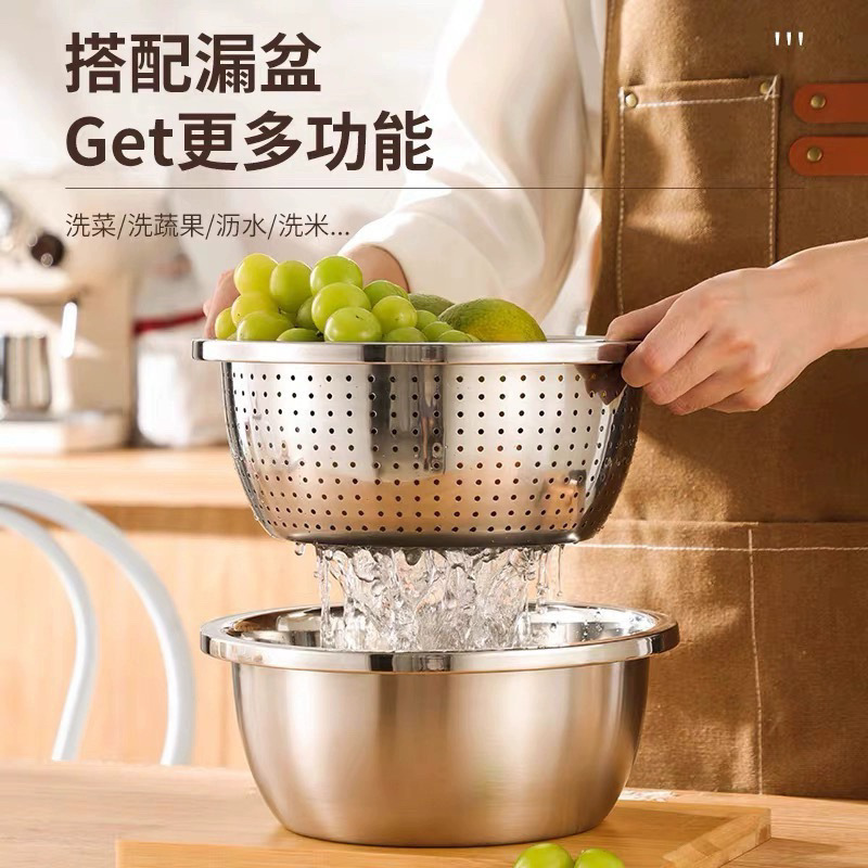 特厚304不锈钢盆食品级家用打蛋和面盆厨房烘焙洗菜盆汤盆铁盆子|undefined