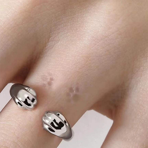 Xiaohongshu recommends Cat Claw S925 sterling silver stray cat peripheral ring with milk marks and open pair ring.