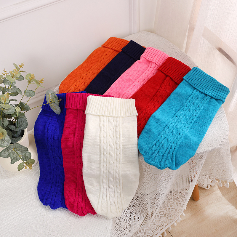 Amazon pet sweater autumn and winter solid color small dog teddy dog sweater pet puppy clothes wholesale