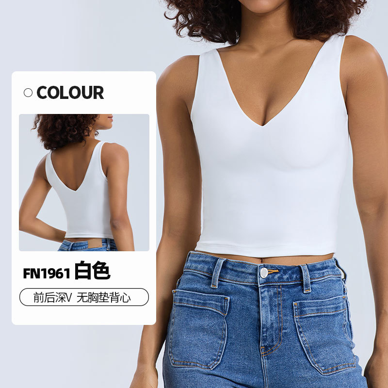 Nuevo cross-border sin mangas V-collar chaleco de yoga nube blusa elástica simple blusa apretada y transpirable
