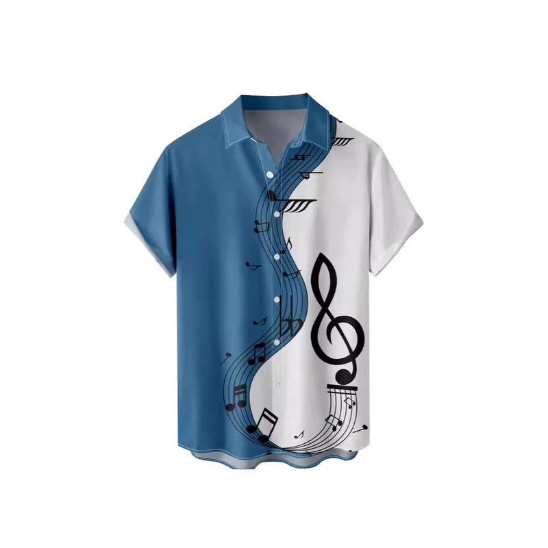 Men's American Fashion Buckle Shirt Party Aloha Hawaiian Short Sleeve Independent Long Sleeve Day Beach T-Shirt POD