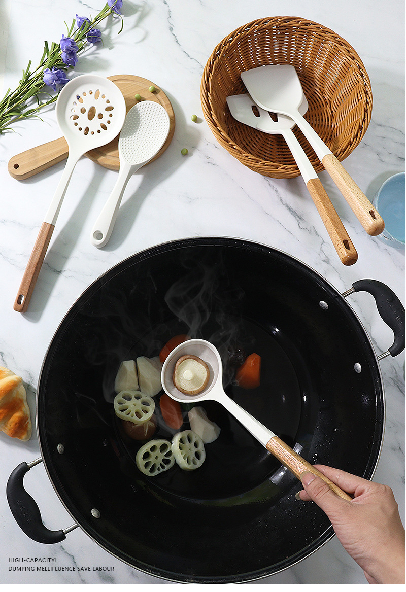 Silikon spatula ve kaşık 13 parçalı set yapışmaz silikon spatula süt beyazı gıda sınıfı silikon mutfak eşyaları seti satışa hazır