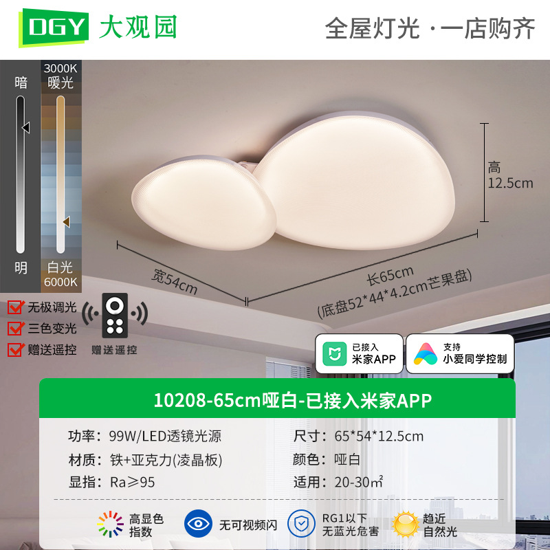 Daguanyuan sala de estar adoquines lámpara de techo moderno y simple nube de protección ocular de espectro completo 2025 nueva lámpara Zhongshan