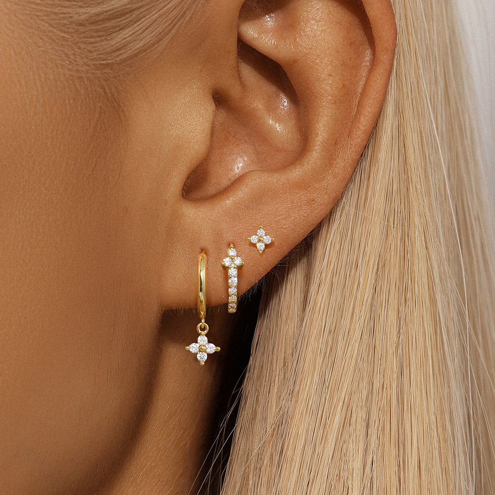 6g Weight 925 Sterling Silver Ear Needle Material Earrings Classification 3 Pieces Quantity Holiday, Travel, Daily Occasion 925 Sterling Silver Material Geometric Pattern Women's Gender Plating Design Simple Style Style 3 Pieces 925 Sterling Silver Geometric Earrings 9