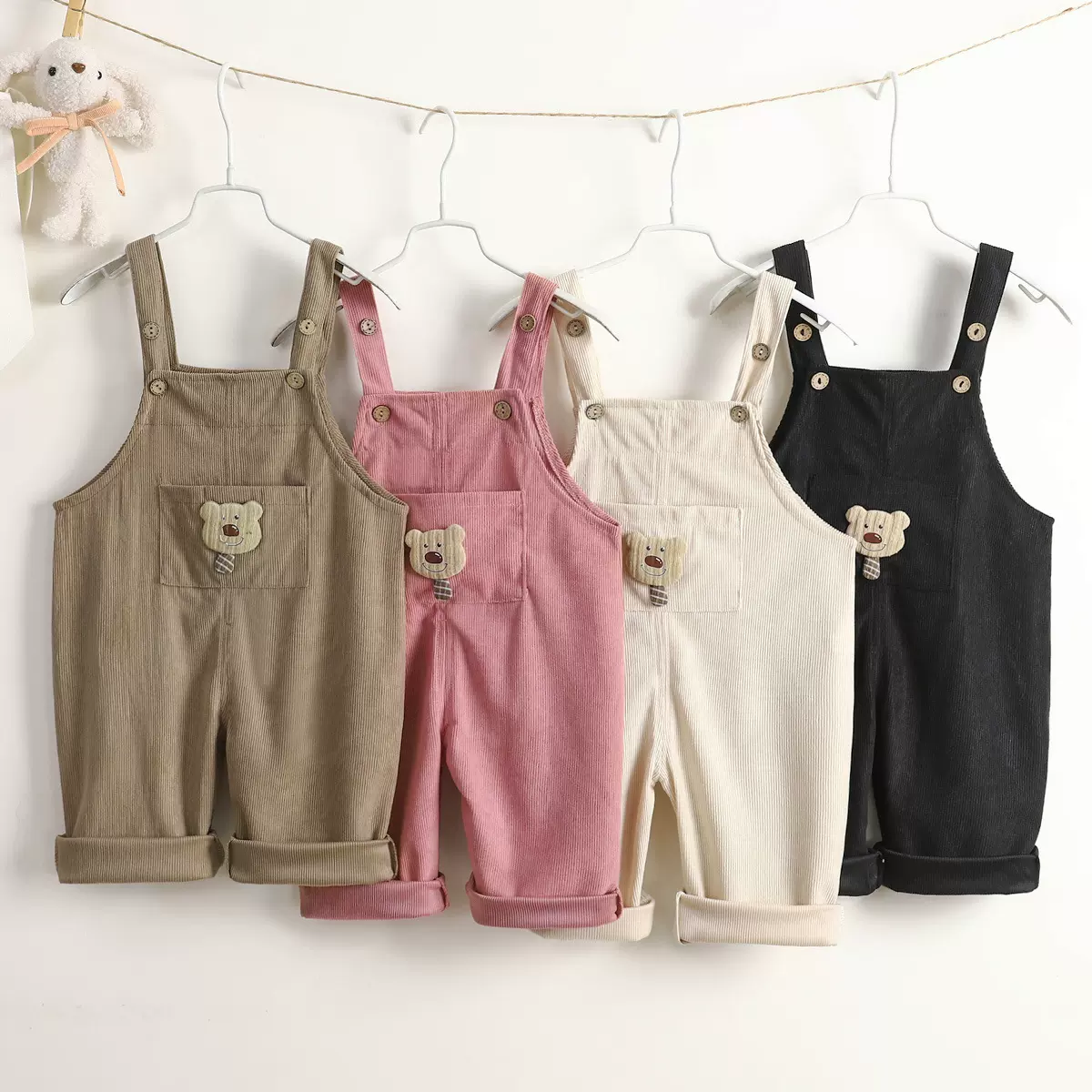 儿童背带裤秋季新款小童灯芯绒裤子男童女童连体休闲裤宝宝童裤