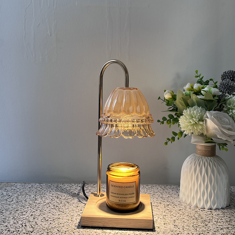Fire-Free aromatherapy wax lamp creative bedroom romantic atmosphere table lamp dimmable smoke-free Fragrance lamp solid wood glass lamp