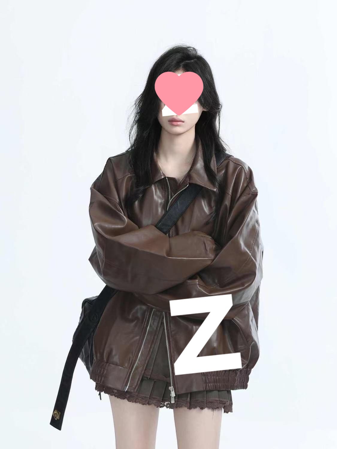 Vintage Motorcycle Black Leather Jacket for Women, Spring and Autumn Heavyweight Loose Jacket Top, Minimum Order Quantity [Manufacturer]