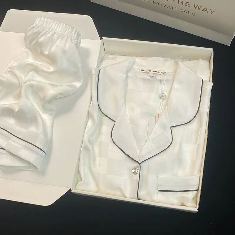 新しいパジャマの女性の夏の氷の薄い半袖ins風の高級感は女性の部屋の服のスーツを着ることができます。|undefined