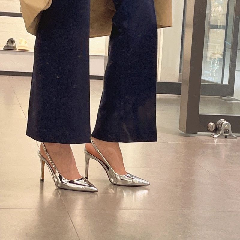 2026 New Style Pointed Toe Rhinestone Silver High Heels for Women, Elegant Ladylike Stiletto High Heels, Women's Shoes, Sandals