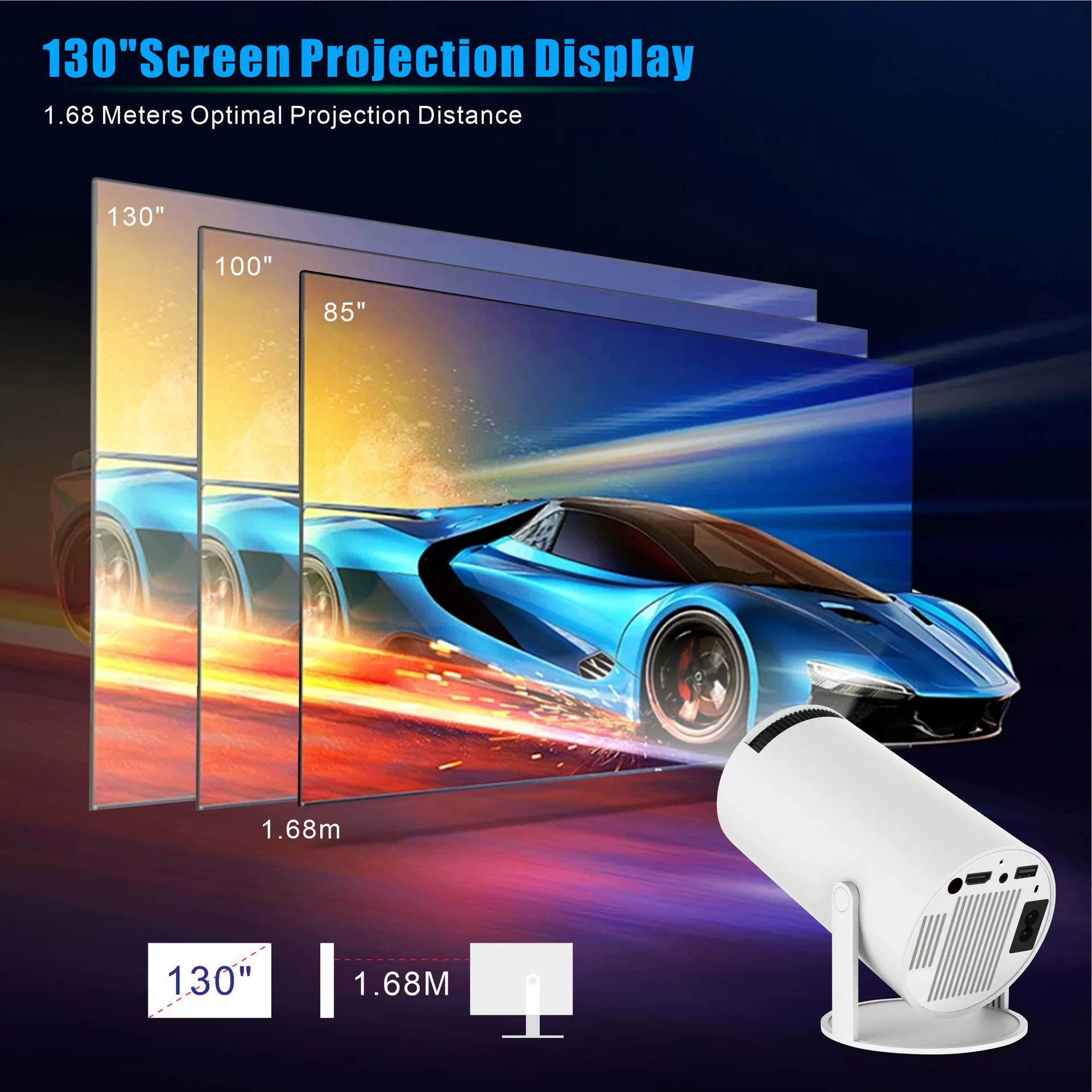Новый HY300pro с гарантией кросс-граничного продажа, оригинальная система Android 11, портативный высокоэффективный проектор высокой четкости 4K