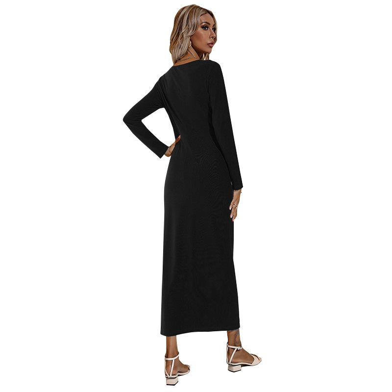 women s solid color long-sleeved dress nihaostyles clothing wholesale NSSA71905