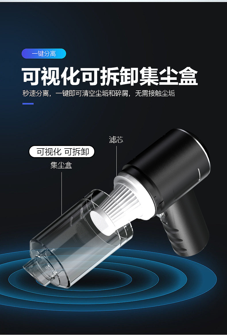 Cross-Border Popular Vacuum Cleaner, Three-In-One Wireless Charging Portable Car Vacuum Cleaner, Handheld High-Power Car and Home Use Vacuum Cleaner