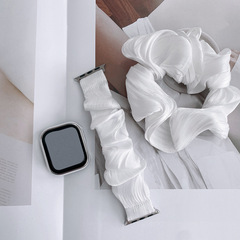 適用於蘋果手錶春夏款歐根紗亮光絲彈力大腸iwatch發圈錶帶組合