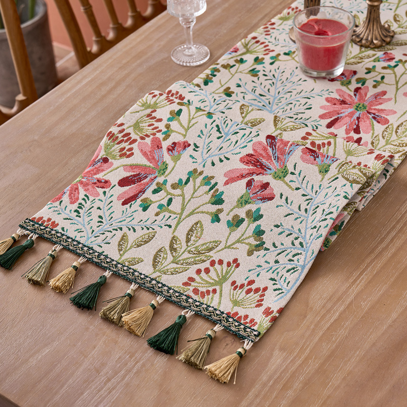 2026 New Year American Retro Table Runner Tablecloth Long Decorative Cloth Tv Cabinet Dust Cover Cross-Border Amazon
