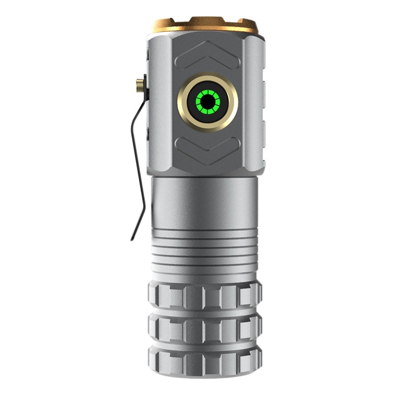 Tiktok linterna de luz fuerte Super brillante pequeña pistola de acero portátil de tres ojos monstruo bestia tres mecha Mini lámpara portátil
