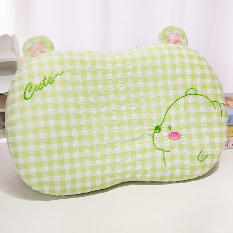 almohada de algodón de memoria de tela a cuadros para proteger la columna cervical, dormitorio de estudiantes, almohada de siesta casera, almohada para dormir niños image 8