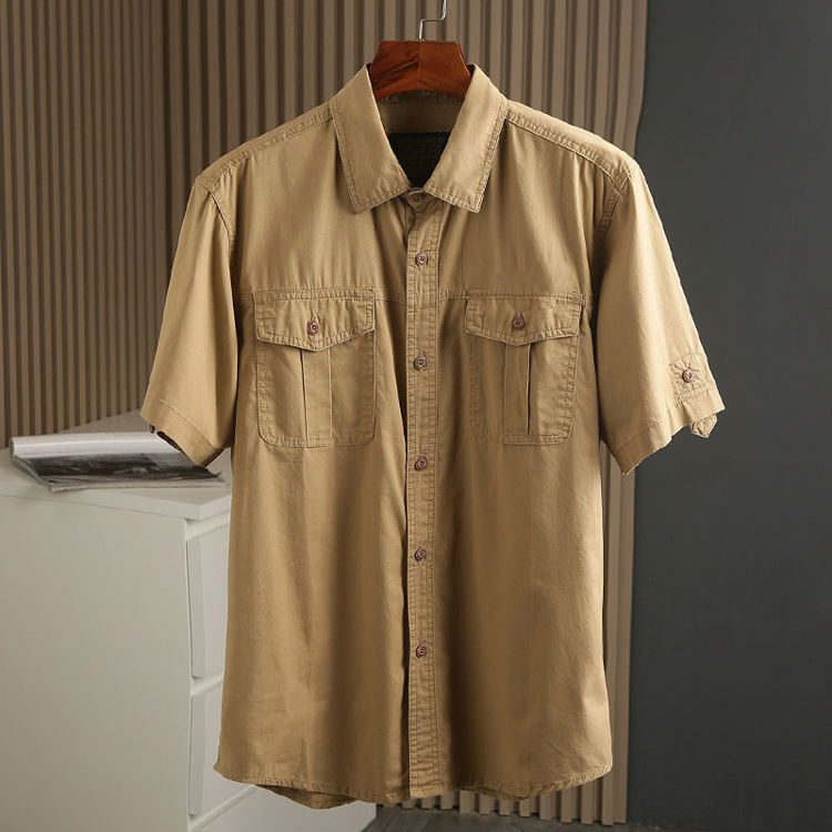 Camisas de mangas cortas de verano camisa de seda de hielo de hombre tendencia de ropa de verano camisa de abrigo de herramientas casuales
