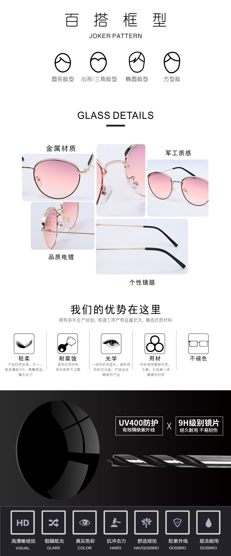 Fashion Round Frame Anti-blue Uv Protection Sunglasses Wholesale display picture 1
