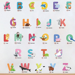 外貿卡通26個英文字母兒童房幼兒園家居裝飾牆貼貼紙自粘批發跨境