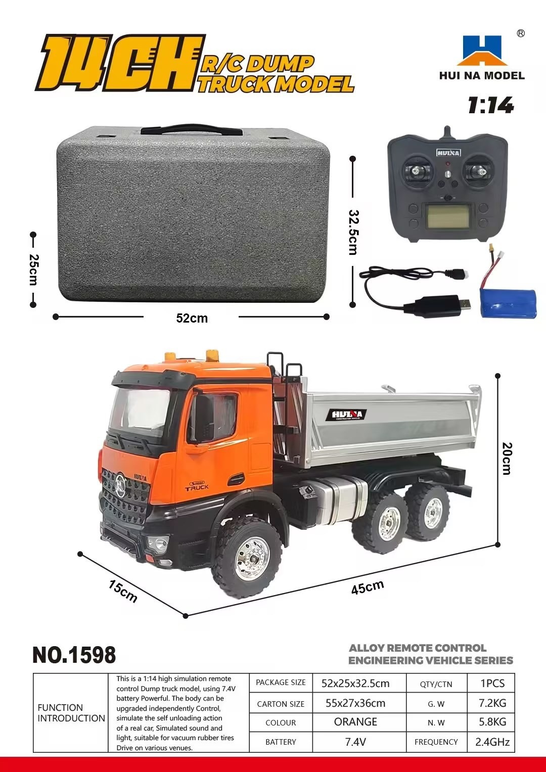 Suministro 1: 14 modelo de vehículo de ingeniería de aleación de control remoto simulación de excavadora camión de descarga mezclador juguetes para niños