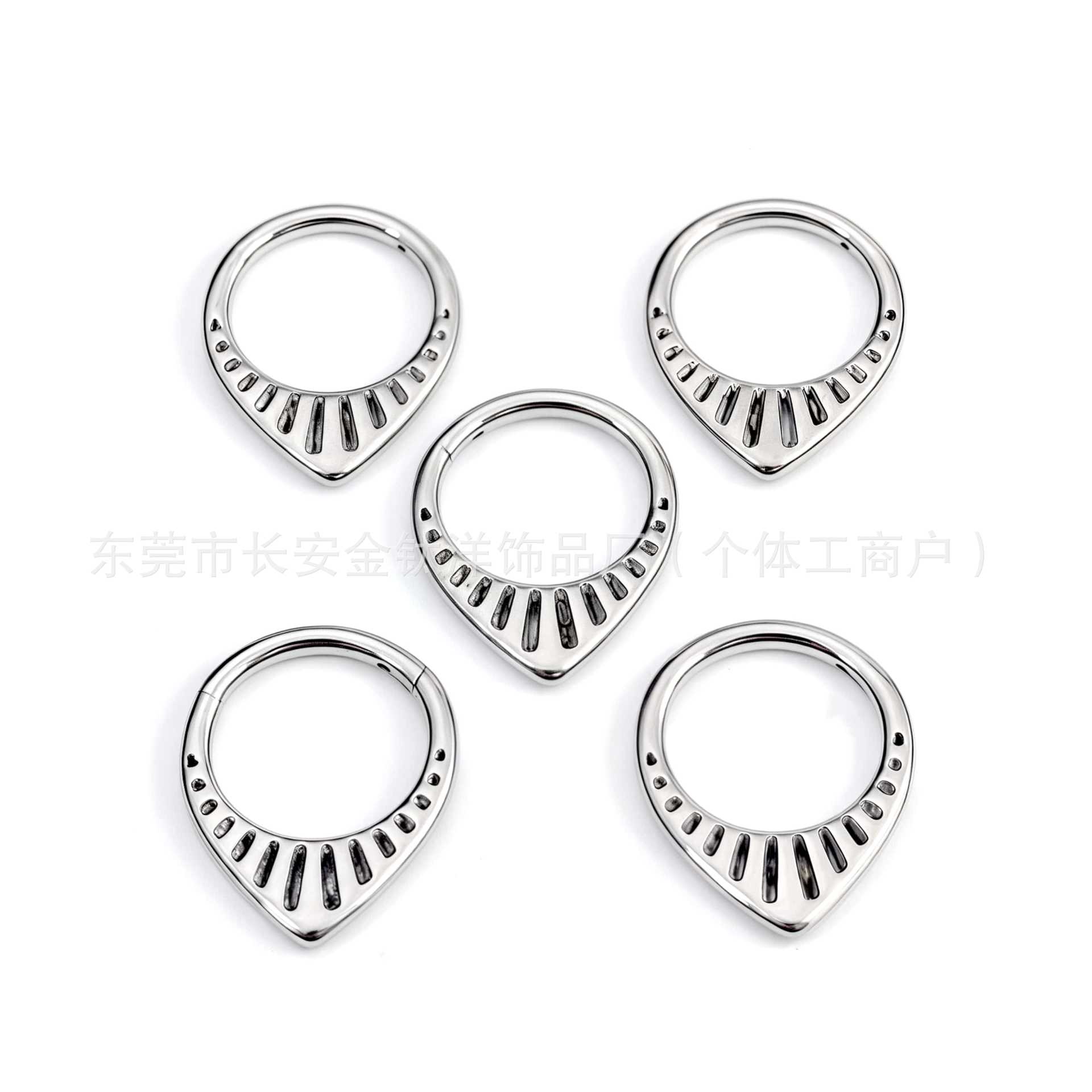 F136 Titanium Drop-Shaped Cut Out Closed Ring Pinless Hoop Earrings Nose Ring Seamless Ring G23 Titanium Alloy Piercing Jewelry detail image 8