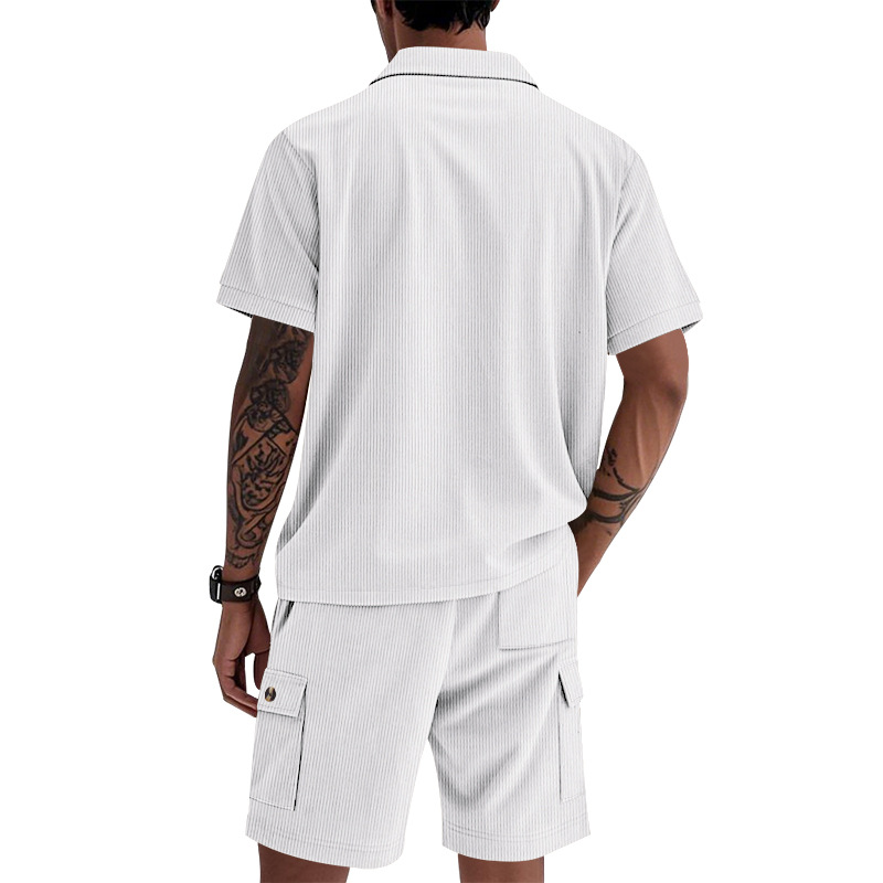 Completo camicia e pantaloncini in velluto a coste uomo caccia_voghion.com