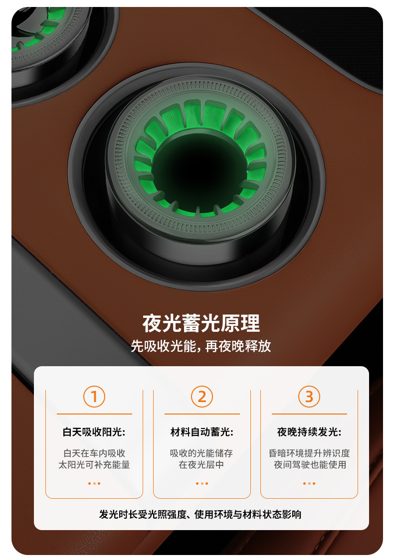 Car-mounted luminous ashtray, anti-ash flying, multi-functional, rotating lid, smoke extinguishing, ash collection, sealed, high-end car accessory