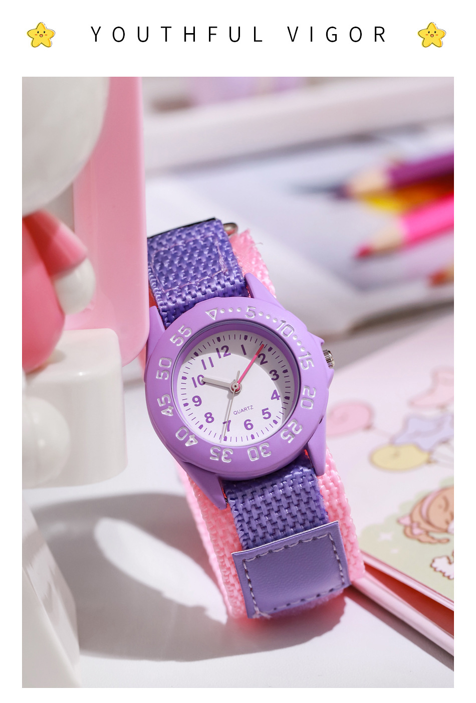 Ceas de quartz pentru copii rezistent la apă cu curea nylon_voghion.com