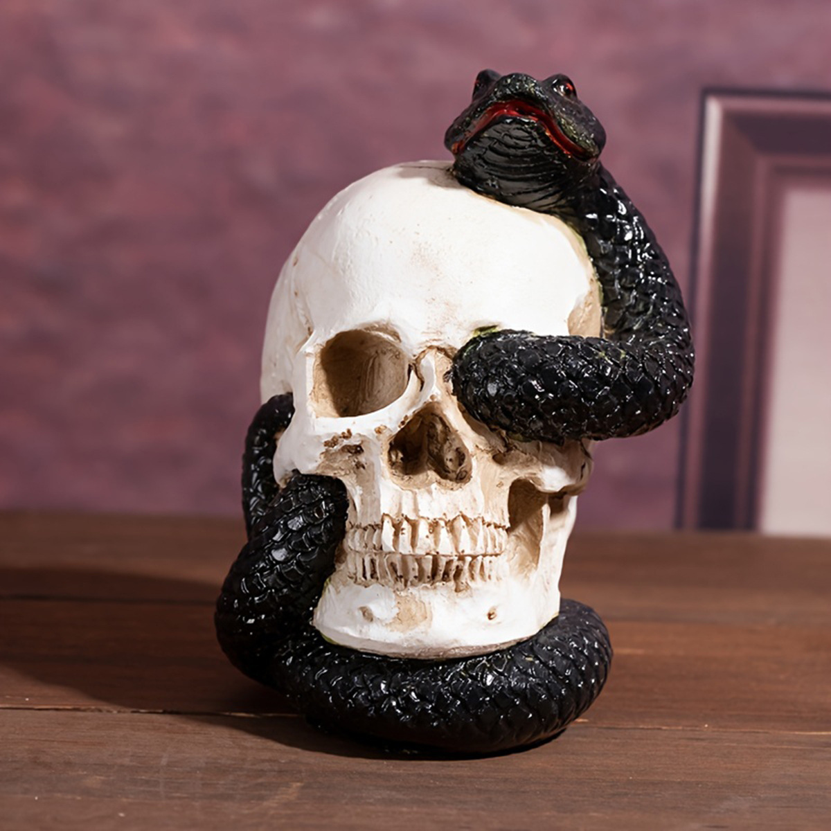 Amazon nueva calavera de Halloween, artesanías de calavera de resina navideña, decoración de ambiente festivo, decoración