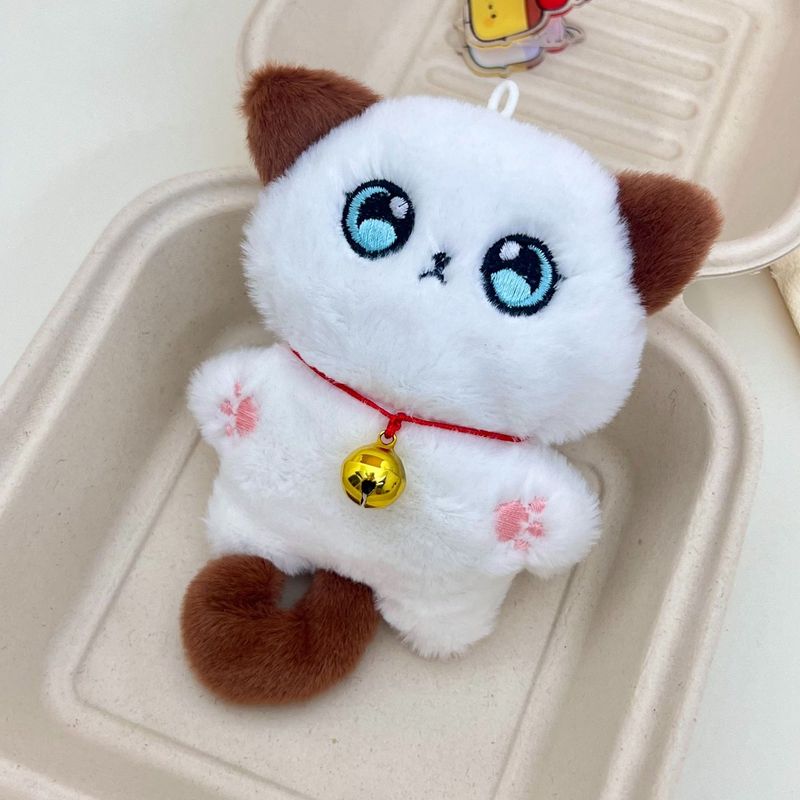 卡通呆萌吱吱叫暹罗猫毛绒猫咪钥匙扣挂件可爱小猫玩偶情侣包挂件|undefined