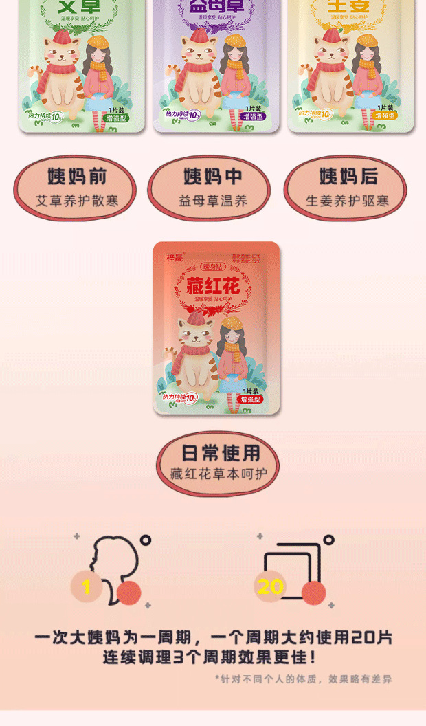 Saffron Warming Patch Ai Cao Mugwort Body Warmer Self Heating Herbal Patch for Abdomen 6-8 Hours in use