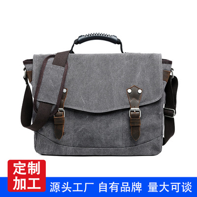 machining customized Europe and America Retro canvas The single shoulder bag new pattern Trend man Handbag fashion Cross border Inclined shoulder bag