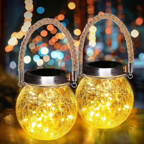 Patio al aire libre vidrio solar Mason botella tapa luz solar crack patrón de hadas Mason tarro Luz