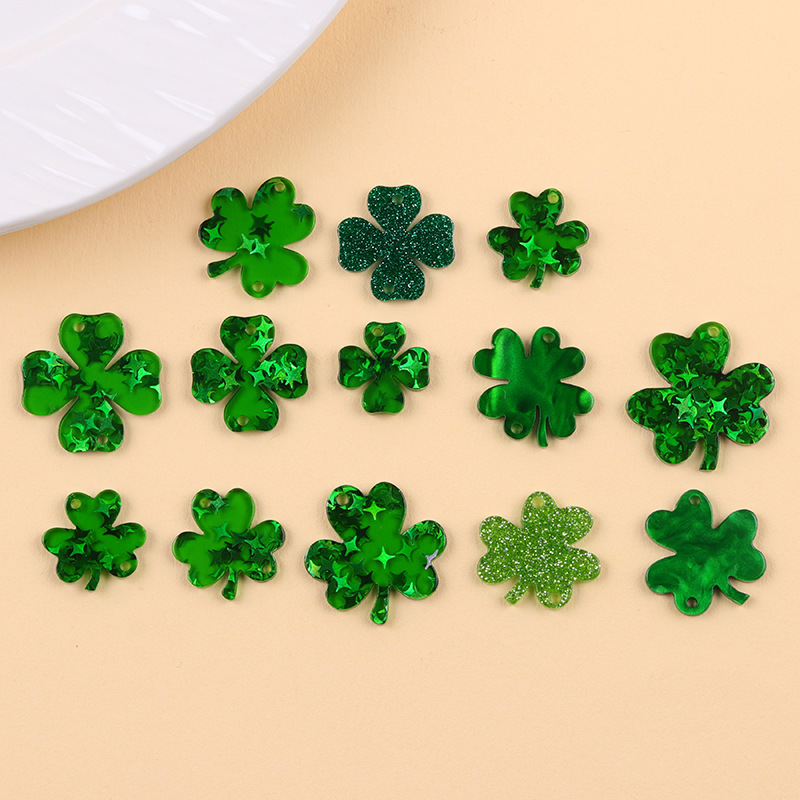 St. Patrick's Day Glitter Shamrock Four-Leaf Clover Acrylic Lucky Green Irish Personalized Accessories St. Patrick's Day Glitter Shamrock Four-Leaf Clover Acrylic Lucky Green Irish Personalized Accessories