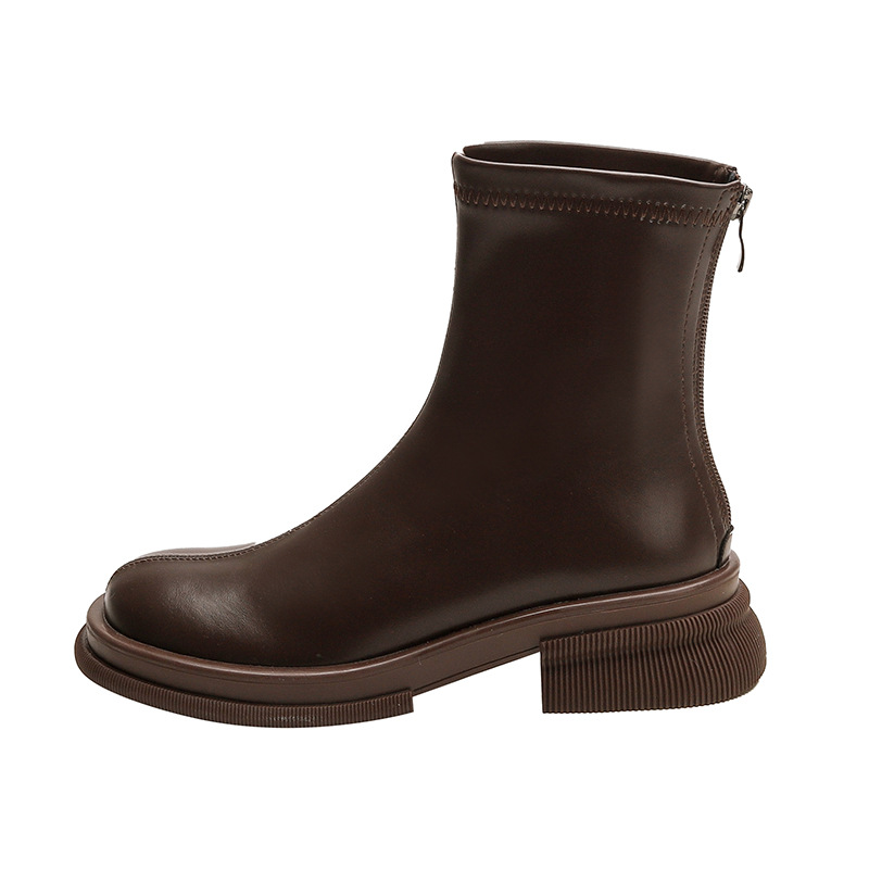 Damen Overknee-stiefel Mit Rundkappe Schlanke Passform British Style_voghion.com