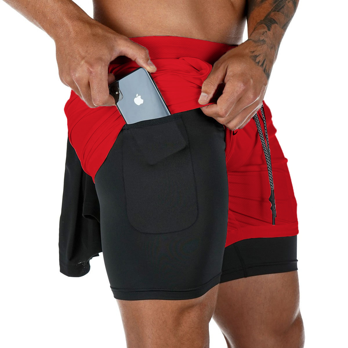 1 Cross-Border Sommer-Sportshorts für Herren, doppellagig, schnelltrocknend, atmungsaktiv, für Squat-Jogging, Workout, Freizeit und Basketball_voghion.com