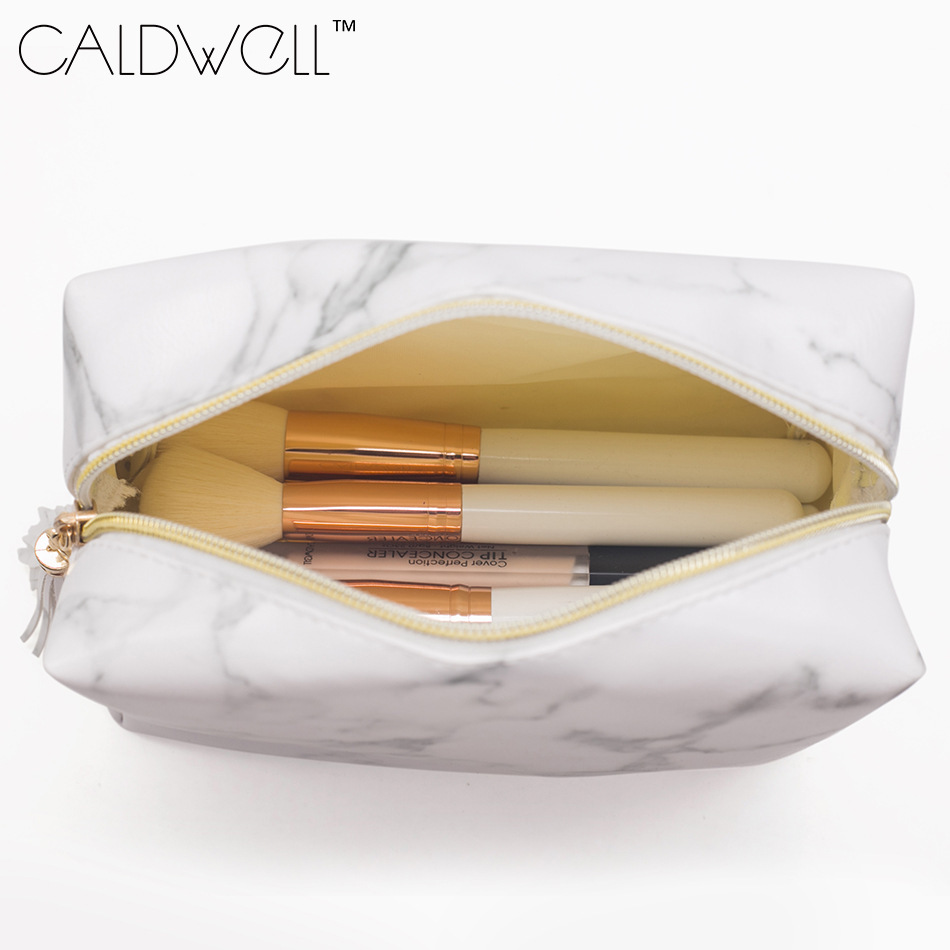 跨境現(xiàn)貨定制logo 大理石紋PU流蘇化妝包便攜大容量石頭紋洗漱包