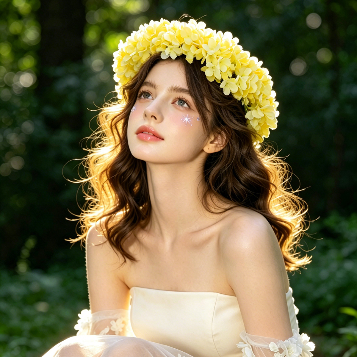 【Small Batch Customization】Cross-Border Forest-Style Floral Wreath with Artificial Hydrangea Flower Headband, Sweet Bridal Hair Accessory for Weddings