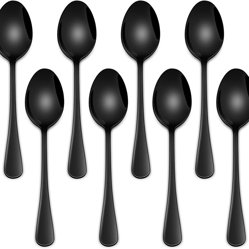 5.5inch Black Small Teaspoon 8-Piece Set Stainless Steel Coffee Spoon Black Mini Spoon for Cake Dessert 5.5inch Black Small Teaspoon 8-Piece Set Stainless Steel Coffee Spoon Black Mini Spoon for Cake Dessert