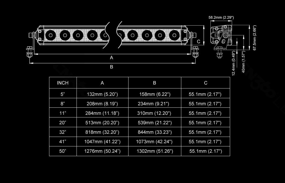 Cn360 56 long work light led off-road vehicle 5 inch 8 inch 11 inch 20 inch retrofit spotlight LED lamp