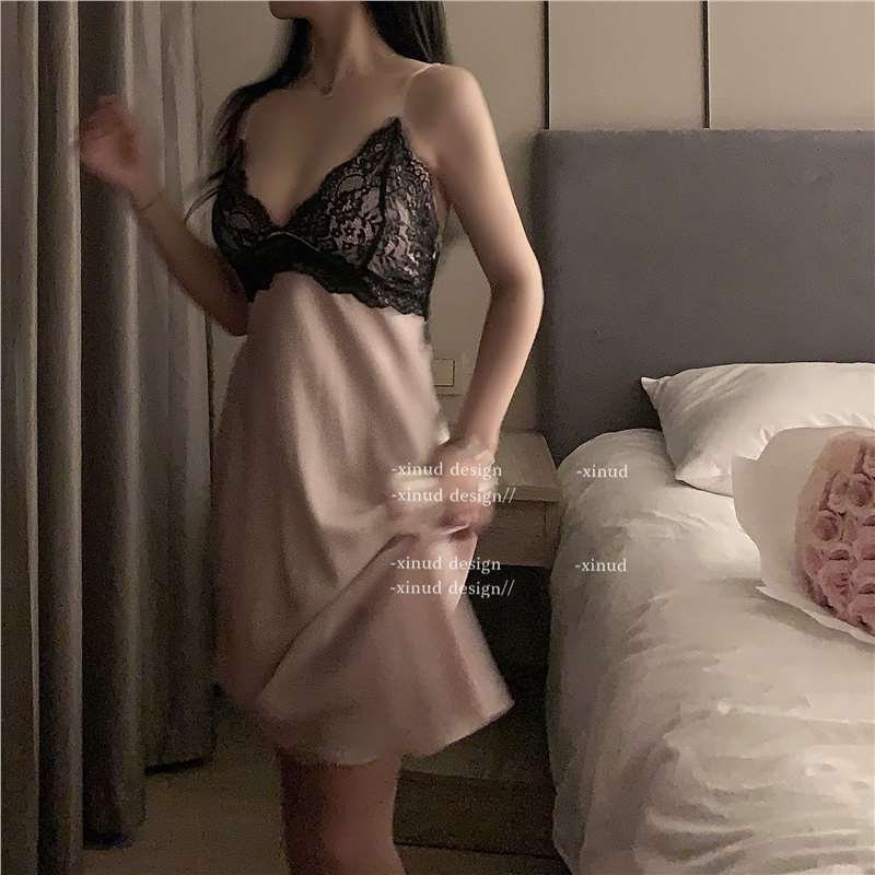 Underwear, thin washing powder, lace sexy cute pijama, backless, plus size