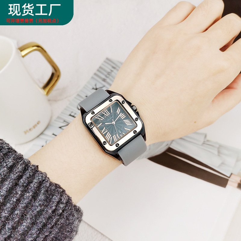 Manufactor Supplying Tide Table Silicone band Water table wholesale Rome square Retro calendar quartz watch