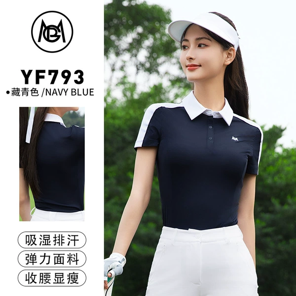 Navy blue top [moisture wicking/elastic and breathable/waist slimming] YF793